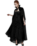 Punk Rave Womens Dark Regency Gothic Studded Velvet & Lace Cloak