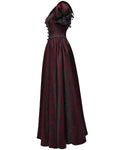 Punk Rave Womens Long Gothic Jacquard Ballgown Wedding Dress - Black & Red