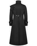 Punk Rave Mens Long Gothic CyberPunk Asymmetric Shoulder Armour Trench Coat