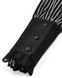 Dark In Love Womens Gothic Peter Pan Collar Striped Blouse Top