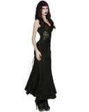 Punk Rave Daily Life Womens Apocalyptic Gothic Shredded Hooded Corset Maxi Dress