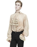 Devil Fashion Mens Steampunk Gothic Poet Shirt & Cravat Tie - Vintage Off-White