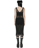 Punk Rave Womens Apocalyptic Gothic Techwear Crochet Knit Dress