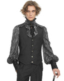 Devil Fashion Mens Tennyson Striped Gothic Waistcoat - Black