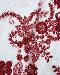 Punk Rave Womens Long Gothic Floral Sequined Wedding Prom Dress - White & Red