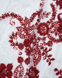 Punk Rave Womens Long Gothic Floral Sequined Wedding Prom Dress - White & Red