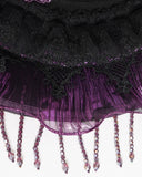 Eva Lady Womens Gothic Beaded & Feathered Wide Brim Mourning Hat - Black & Purple