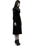 Punk Rave Womens Gothic Lace Applique Velvet Mourning Dress