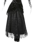 Dark In Love Womens Long Gothic Velvet & Lace Layered Maxi Skirt