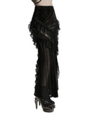 Punk Rave Womens Long Victorian Gothic Velvet & Lace Maxi Skirt