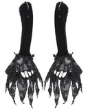 Devil Fashion Womens Long Gothic Velvet & Lace Rose Embellished Opera Gloves