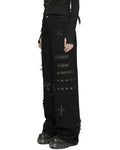 Punk Rave Womens Apocalyptic Gothic Cut & Sew Crucifix Cargo Pants