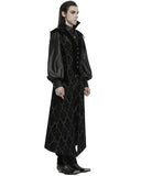 Punk Rave Mens Long Regency Gothic Flocked Velvet Damask Waistcoat Vest Black