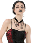 Dark In Love Womens Gothic Crucific Beaded Choker Necklace - Black & Red