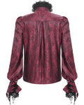 Devil Fashion Mens Gothic Crucifix Paisley Jacquard Dress Shirt & Cravat - Red & Black