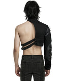 Punk Rave Mens Gothic Apocalyptic Punk Asymmetric One-Arm Harness Jacket