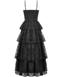 Dark In Love Womens Long Gothic Satin & Lace Prom Wedding Dress