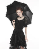 Dark In Love Gothic Lolita Parasol Umbrella - Ruffled Lace Trim