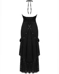 Devil Fashion Womens Long Gothic Punk Lace Up Strapping Maxi Dress