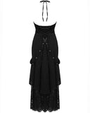 Devil Fashion Womens Long Gothic Punk Lace Up Strapping Maxi Dress