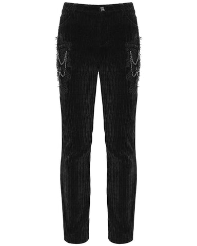 Devil Fashion Mens Gothic Vampire Chained Crucifix Chenille Dress Pants