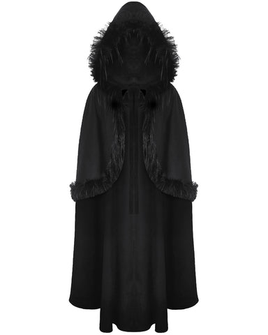 Dark In Love Womens Gothic Lolita Faux Fur Trim Hooded Cloak