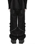 Punk Rave Mens Gothic Punk Wide Leg Mesh Panelled Pants - Black