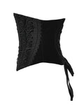 Punk Rave Womens Baroque Gothic Rose Embroidered Velvet Cincher Corset - Black
