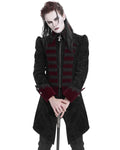 Devil Fashion Mens Gothic Aristocrat Paisley Velvet Coat - Black & Red