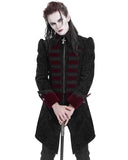 Devil Fashion Mens Gothic Aristocrat Paisley Velvet Coat - Black & Red