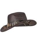 Devil Fashion Mens Apocalyptic Steampunk Bullet Fedora Hat - Brown
