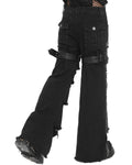 Devil Fashion Mens Dark Apocalyptic Punk Frayed Bullet Wide-Leg Pants