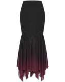 Punk Rave Daily Life Womens Long Gothic Gradient Fitted Skirt - Black & Red