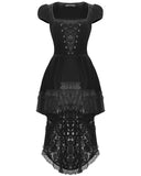 Dark In Love Gothic Velvet & Lace Train Cutaway Party Dress