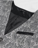 Devil Fashion Mens Gothic Aristocrat Jacquard Tailed Waistcoat - Black & Grey
