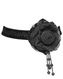 Punk Rave Daily Life Womens Gothic Burnt Rose Choker Collar Necklace - Black