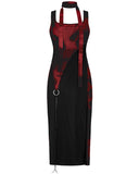 Punk Rave Daily Life Urban Casuals 2-Piece Tie Dye Midi Dress - Black & Red