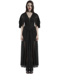 Punk Rave Daily Life Long Gothic Rose Lace & Pleated Mesh Lace Up Maxi Dress