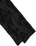 Punk Rave Womens Gothic Flocked Mesh Crucifix Top