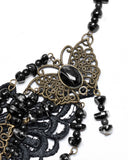 Punk Rave Womens Steampunk Butterfly Choker Necklace - Black