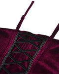 Dark In Love Womens Dark Gothic Vampire Velvet Cami Corset Top - Red & Black