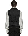 Punk Rave Mens Dark Victorian Gothic Damask Jacquard Waistcoat Vest - Black