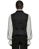 Punk Rave Mens Dark Victorian Gothic Damask Jacquard Waistcoat Vest - Black
