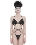 Devil Fashion Womens Gothic Pentagram Damask Two-Piece Bikini