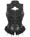 Dark In Love Womens Gothic Burlesque Lace-Up Sleeveless Blouse Top