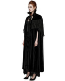 Punk Rave Womens Dark Regency Gothic Studded Velvet & Lace Cloak