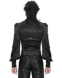 Devil Fashion Mens Gothic Aristocrat Jacquard Waistcoat Vest Top - Black & Silver