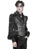 Devil Fashion Mens Gothic Aristocrat Jacquard Waistcoat Vest Top - Black & Silver