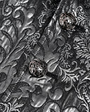 Devil Fashion Mens Gothic Aristocrat Jacquard Waistcoat Vest Top - Black & Silver