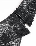 Devil Fashion Mens Gothic Aristocrat Jacquard Waistcoat Vest Top - Black & Silver